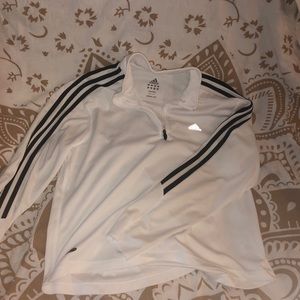 White Adidas half-zip athletic long sleeve
